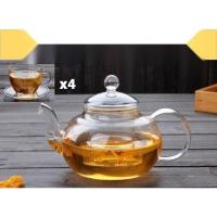 ราคา กาชงชา กาน้ำชา 800ml พร้อมชุดแก้วน้ำชา ชุดกาชงชา ชุดกาน้ำชา ชุดชา ชุดน้ำชา ที่ชงชา กาชงชาแก้วใส กาต้มชา กาชา แก้วน้ำชา (12725243245)