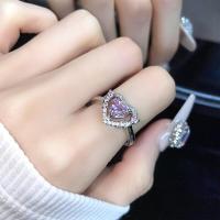 ราคา แหวนแบบปรับขนาดได้เปิดหน้าตัดเพชรรูปหัวใจสำหรับผู้หญิงอ่อนหวานน่ารักสีชมพูแหวนแห่งความรักหรูเบาๆ (18598912596)