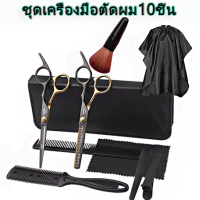 ราคา กรรไกรตัดผม กรรไรซอยผม 10PCS อุปกรตัดผมมืออาชีพ เซ๊ทตัดผม ชุดตัดผม อุปกรณ์ตัดผม กรรไกรตัดผมชาย (11614388968)