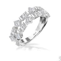 ราคา Merii แหวนเงินแท้ 925 ชุบโรเดียม ประดับเพชร CZ เพชรบาเก็ต 2 แถว แหวน cubic zirconia 221R0413 01 (10271228840)
