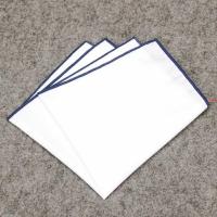 ราคา ผ้าเช็ดหน้าสูทคอตต้อนสีขาวขอบกรมท่า (20509828796)