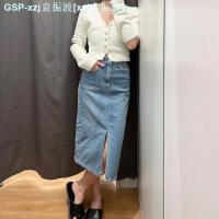 ราคา UNIqlo Ujia 2023 ฤดูใบไม้ผลิและฤดูร้อน Ujia ผู้หญิง DENIM กระโปรงแคบอเนกประสงค์เอวสูง Slim A Line สะโพกกระโปรง 461327 (20367371147)