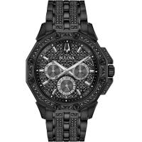 ราคา Bulova Mens Crystal Octava Chronograph Quartz Watch Pave Crystal Dial Black Ion Plated (20608447567)