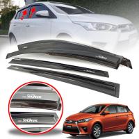 ราคา กันสาดประตู คิ้วกันสาด รุ่น โตโยต้า ยาริส TOYOTA YARIS ปี 2014 2016 สีดำเงา โลโก้ขาว 4 ชิ้น (13352319468)