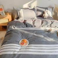 ราคา Low priceins Nordic Style Simple Plaid Cadar 4 in 1 Bedding Set Bedsheet Bed Cover Flat BedSheet Pillowcase SingleQueenKingSuper King (15259838342)