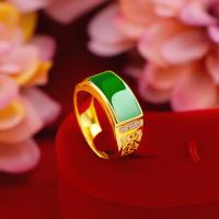 ราคา Solid 916 Gold Ring Jade Inlaid Boss Size Adjustable Rings Gift For Dad Boyfriend (16236755685)