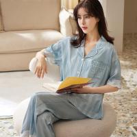 ราคา Couple Satin Silk Pajamas Set Fashion Men and Women Loungewear Lapel Sleepwear for Lovers Cardigan Pijamas Cool Soft Pyjamas (20439710897)