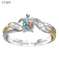 ราคา แหวนเต่า Mom รักคุณตลอดกาลแหวนเต่าทะเลเต่าคริสตัลเครื่องประดับแบบหมุด (9413171956)