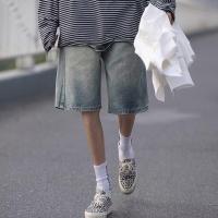ราคา Suikone กางเกงยีนส์ขาสั้นผู้ชายCelana Pendek Denim ตรงทรงหลวมคร็อปแพนท์ยีนส์ญี่ปุ่น (18399496816)