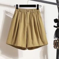 ราคา มีไซส์ใหญ่ Plus Size M 5XL Womens Black Yellow Shorts Solid Color Elastic Waist Wide Leg High Waist Hot Shorts (15281056608)