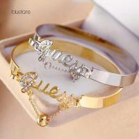 ราคา Bluelans Elegant Letter Guess Shiny Rhinestone Bead Pendant Bangle Women celet Gift (15263854605)