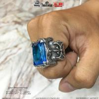 ราคา แหวนขวานคริสตัลฟ้า เนื้องานแท้ งานสแตนเลสแท้100 ใส่ได้ทั้งชายและผู้หญิง มีไซส์ พร้อมส่ง 316L ร้านallacc (1380380056)