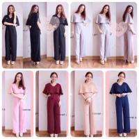ราคา maya fashion เสื้อผ้าผู้หญิง จั้มสูทขายาว สีดำ เทา ชมพู แดง ครีม น้ำเงิน พร้อมส่ง (989104378)