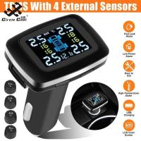 ราคา Circle Cool Solar USB TPMS Wireless Tire Pressure Monitoring System LCD Display Wireless External 4 Sensors Monitor With 6 Alarm Modes (20948595038)