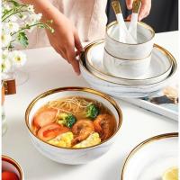 ราคา MODEMFASHION ชุดจานชามลายหินอ่อน สไตล์ยุโรป ลายหินอ่อน ชามลายเซรามิก จานลายเซรามิก จาน ชาม ถ้วย ช้อน 26ชิ้น ชุด (18155910303)