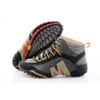 ราคา Merrell รองเท้าผู้ชายมืออาชีพกลางแจ้งรองเท้าหนังแท้รองเท้าทนภูเขาที่อบอุ่น V ด้านล่างรองเท้าผ้าใบสีเทา สีเหลือง (16671452637)