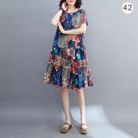 ราคา ชุดเดรสผ้าฝ้ายผสมผ้าลินินแนววินเทจสำหรับผู้หญิงเดรสแขนสั้นลายดอกไม้เล็กไซส์ใหญ่ยาวคลุมเข่าทรงหลวมใส่แล้วดูผอมเพรียวสำหรับสาวอวบแบบใหม่ฤดูร้อนปี2023 (19833011423)