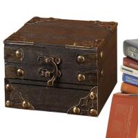 ราคา Mini Jewelry Chest Vintage Treasure Lock Box Retro Storage Box Jewelry Treasure Box Desktop Organizer For Home Kids Gift supple (20687651424)
