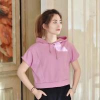 ราคา เสื้อครอปมีฮู้ด เสื้อครอปเเฟชั่นตัวสั้น เสื้อครอปแขนสั้น มีหมวก เสื้อยืดครอปสีสันสดใส (18026616675)