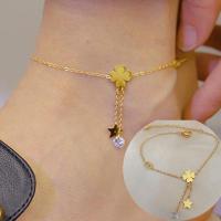 ราคา OYJR สร้อยข้อเท้า ผญ ลายโซ่สีทอง ข้อเท้าเรียบๆสแตนเลสชุบทอง 18k ไม่ลอกดำ (21209691822)