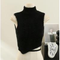 ราคา Ey 1022 พร้อมส่งเสื้อครอปแขนสั้นคอเต่าผ้าไหมพรมขนมิ้งแต่งเว้าผูกโปว์แมทช์ง่ายได้ทุกลุค (19886861369)