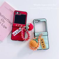 ราคา เคสโทรศัพท์พับได้3มิติสำหรับ Samsung Galaxy Z Flip 5 Z 4 Z Flip 3แฟชั่นเสื้อขนเป็ดสไตล์หนังแบบเรียบง่ายจับคู่กับลูกปัดสไตล์จีนจี้นำโชคเคสห่อหุ้มกันตก (20597310167)