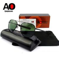 ราคา AO Aviation แว่นตากันแดดผู้ชายพร้อมกล่องเดิมกรณีทำความสะอาดผ้า Retro ขับรถแว่นตากันแดด American Optical Gafas De Sol Hombre (16696146593)