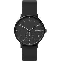 ราคา Skagen Aaren Colored Silicone Quartz Minimalistic 41mm Watch Black (20594610404)