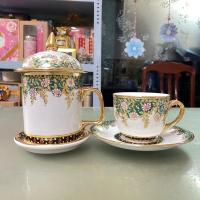 ราคา ชุดแก้วมัคและแก้วกาแฟพร้อมจานรองลายเบญจรงค์ แก้วเซรามิก แก้ว ชา แก้วกาแฟ ของขวัญ ชุดชา แก้วมัค ถวายพระ มีฝาปิด เซ็ตแก้ว มีหู ไหว้พระ (16408874786)