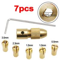ราคา หัวจับปลอกทองเหลืองเครื่องเจาะขนาดเล็ก7ชิ้น ล็อตสำหรับ Dremel สว่าน0 5 3 0มม ทองเหลืองและน็อตสำหรับชุดอุปกรณ์เสริม Dremel (20765872842)
