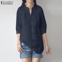 ราคา Zanzea เสื้อผู้หญิงแขน3 4ปักลายดอกไม้เสื้อลูกไม้คอวีต่ำลำลองปักลายดอกไม้เสื้อขึ้น 2 (20646983075)