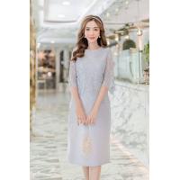 ราคา New DressyHappy ชุดเดรสออกงาน เดรสราตรสั้น เดรสงานแต่งงาน เดรสลูกไม้ทอเลื่อมปักกลิตเตอร์สวย หรูหรา กระโปรงผ้ามันวาวและเรียบเนียนมีไซส์ M 5XL (19318696295)