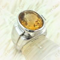 ราคา แหวนซิทรินสีส้ม แหวนเงินแท้ ชุบทองคำขาว พลอยซิทรินแท้ YTG 11594 (17399129903)