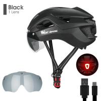 ราคา WEST BIKING หมวกนิรภัยสำหรับจักรยานชาร์จไฟ LED Integrally Molded Breathable หมวกกันน็อกขี่จักรยานแว่นตาหญิงชายเลนส์ MTB จักรยานเสือหมอบหมวกนิรภัย (9749968817)