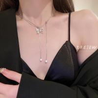 ราคา DREJEW สร้อยคอไข่มุกโซ่ไหปลาร้าลมเย็นสร้อยคอไข่มุกแบบดึงออกได้ประดับด้วยเพทายแฟชั่นสุภาพสตรีสร้อยคอโลหะสไตล์ผู้หญิง (18787856638)