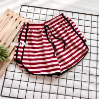 ราคา 054 กางเกงขาสั้นทรงสปอร์ต 3 แถบ กางเกงสายฝอ ฟรีไซส์ (19760874317)