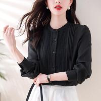 ราคา เสื้อคอตั้งสำหรับผู้หญิงลูกไม้ฝรั่งเศสสีอ่อนสีขาวแขนโคมไฟเสื้อเชิ้ตตัวเล็กแผงลูกไม้ยาวของผู้หญิงแบบหรูหราสำหรับฤดูใบไม้ผลิ (21243814038)