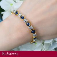 ราคา สร้อยข้อมือ ประดับด้วยพลอยไพลิน และเพชรเบลเยี่ยม ตัวเรือนทองคำแท้ 18K เน้นความเรียบหรู สามารถสวมได้หลากหลายโอกาส (18817233279)