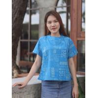 ราคา เสื้อผ้าฝ้าย สีฟ้า คอเต่ากระดุมหลัง ใส่ทำงาน ผ้าสวย มีบริการเก็บปลายทาง (20374178489)