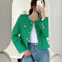 ราคา HOT14 SALE เสื้อคลุมผ้าทวิต เสื้อ Blazer แจ็คเก็ตผ้าทอทวิต แต่งกระดุมทอง ผ้าไม่บาง (20878792932)