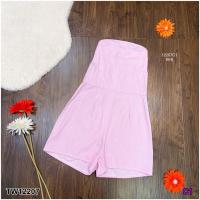 ราคา TW12207 จั๊มสูทขาสั้นเกาะอกลายริ้ว (1739822195)
