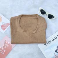 ราคา เสื้อครอปทอปคอปก เว้าอกทรงแขนค้างคาว พร้อมส่ง (12457814187)