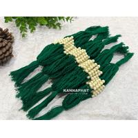 ราคา ด้าย มัดมือสายสิญจน์ สีเขียวเข้ม ด้าย9เส้น ไหม ผูกข้อมือ ลูกปัดสีครีม 5 เม็ด ครูบาบุญชุ่ม (16723724066)