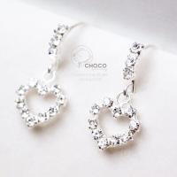 ราคา S925 ต่างหูเงินแท้หัวใจเพชร CZ Sterling Silver Drop Earrings ET69 (15244547170)