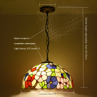 ราคา ทิฟฟานี่ฐานเหล็กเพดานกระจกสีหลากสี Lampu Gantung Ruang Tamu ตุรกีขนาด40ซม โคมไฟแขวนสำหรับร้านคาเฟ่บาร์บ้าน (18614508208)