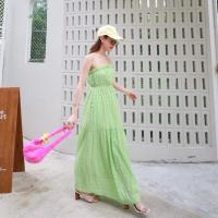 ราคา maxi dress beary style 530 ฟรีส่ง ชุดเดรสเกาะอกสไตล์สาวหวาน ตัวเดรสมีกระเป๋าข้างทั้ง 2 ข้าง ด้านหลังมีซิป ยางยืด (17647788746)