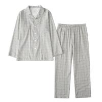 ราคา MUJI pajamas womens pure cotton double layer gauze spring and summer models without side seams cotton mens long sleeved home clothes Uniqlo (18619998195)