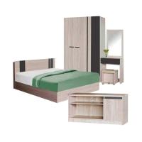 ราคา ชุดห้องนอน Glory 5pcs เตียง ตู้ผ้า โต๊ะแป้ง ตู้วางทีวี ที่นอนสปริง (14109468295)