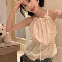 ราคา Asian Hot เสื้อกั๊กคอเชือกแขวนสีชมพูหวานเผ็ดของผู้หญิงเสื้อเอวลอยเอวแบบมีเชือกผูกปากถุงแบบคนเอเชีย (19184473562)