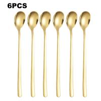 ราคา 6ชิ้นด้ามยาวชาเย็นช้อนช้อนกาแฟช้อนไอศกรีมช้อนคนสแตนเลส (18945160684)